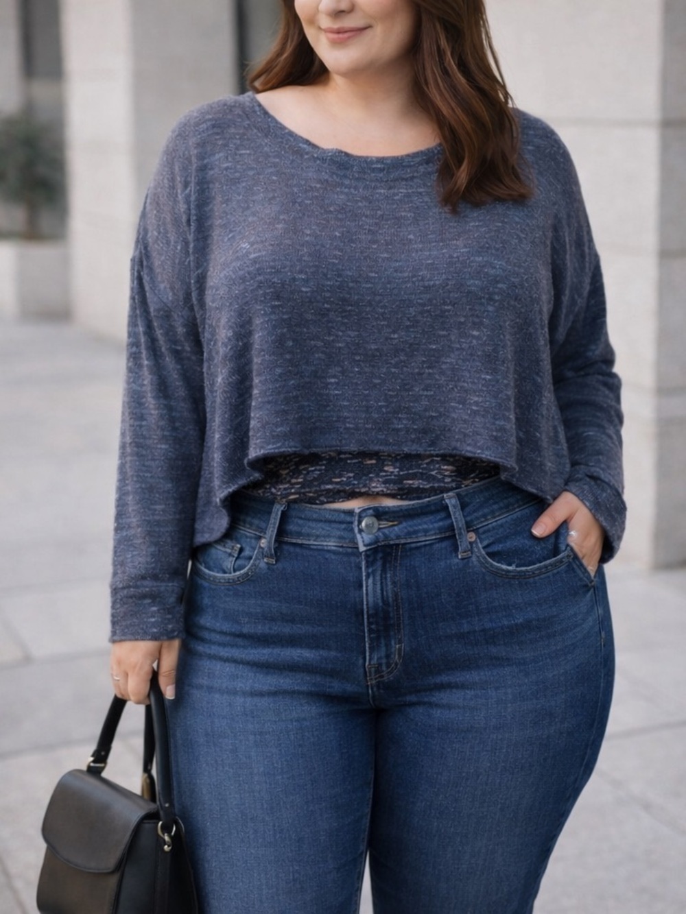 Agnes & Dora Crop Sweater Midriff Baring and Lightweight Layering Blue NWT 3X